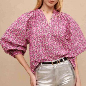 Maje 〰️ Floral Embroidered Puff Sleeve Blouse